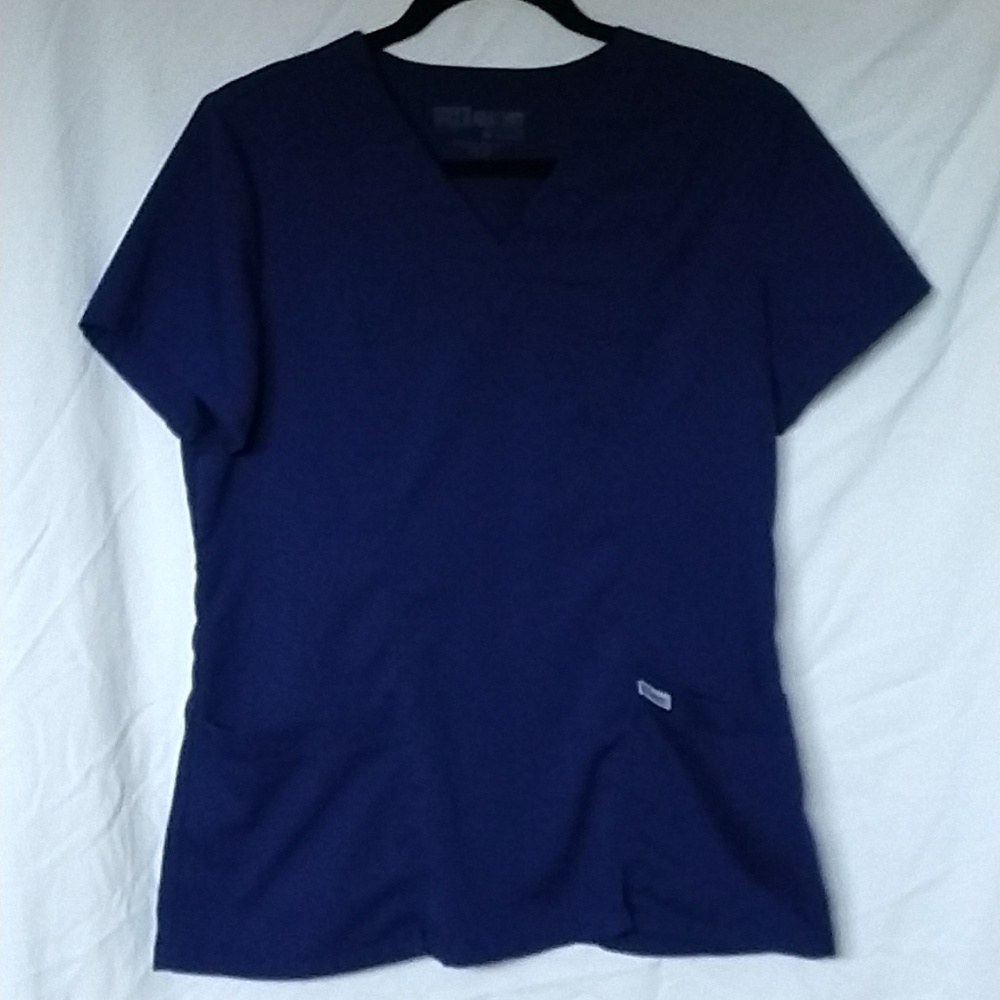 Grey Anatomy Navy Blue V neck scrub top